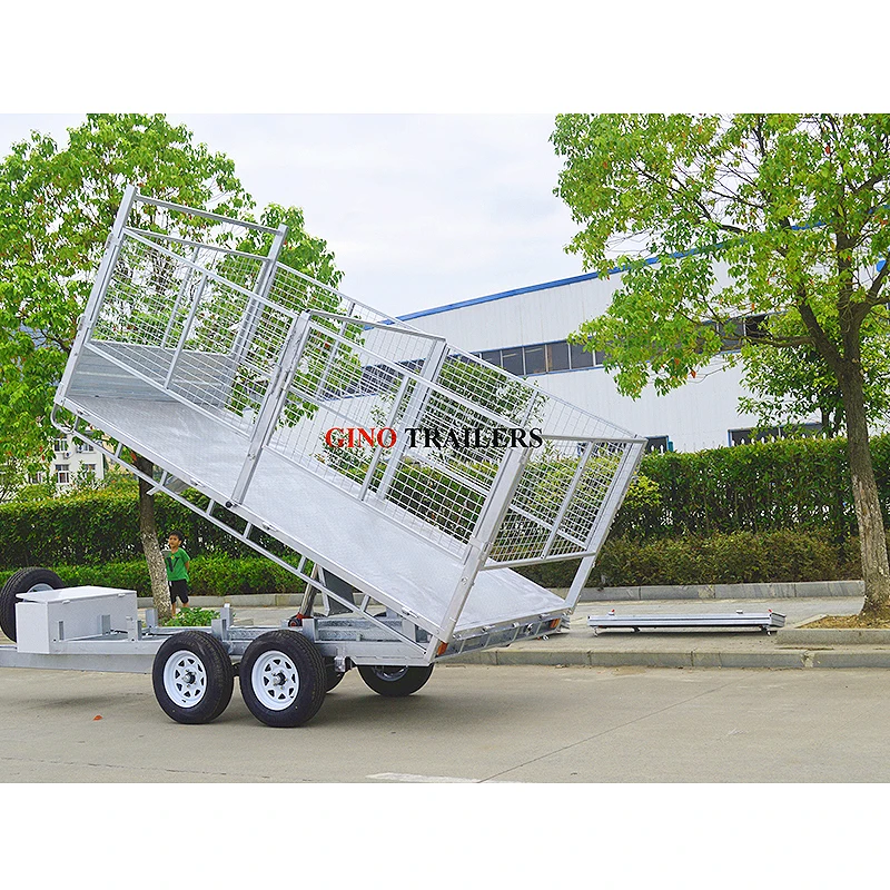 GINO 3.5 Tonne 4 Stage Hydraulic System Drop Down Side Tipping Trailers Air Tow trailer for Sale
