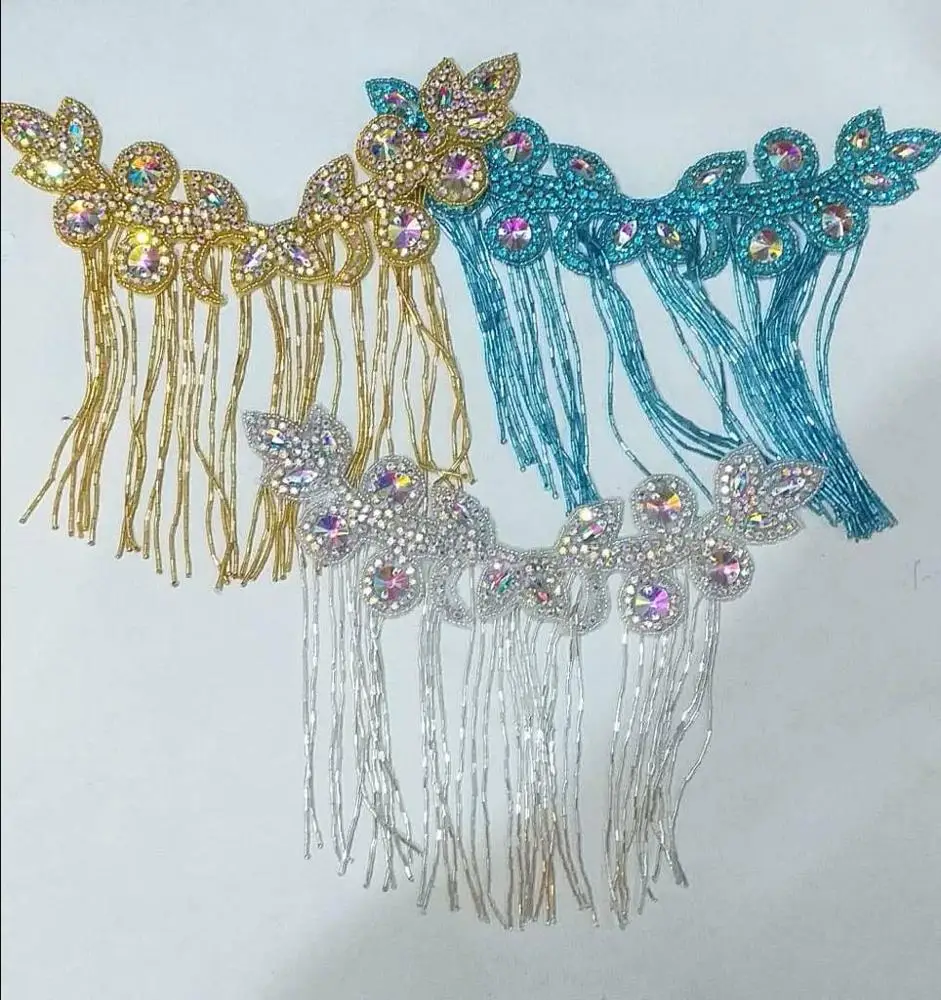 Rhinestone Iron On Dress Decoration Shiny Glass Stoned Iron On Sash Belt Clothing Stones