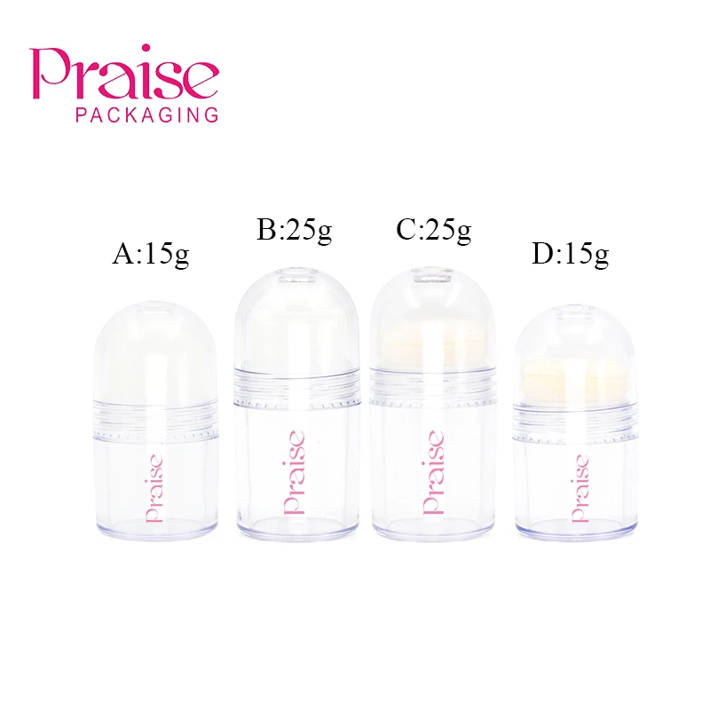 Round plastic reusable Leakproof deodorant bottle 15g 25g clear loose powder bottle hairline filling bottle cosmetic packaging