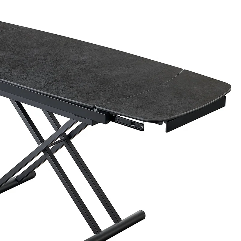 Luxury modern retractable marble top dining table with foldable aluminum table leg lift table adjustable extendable dinning