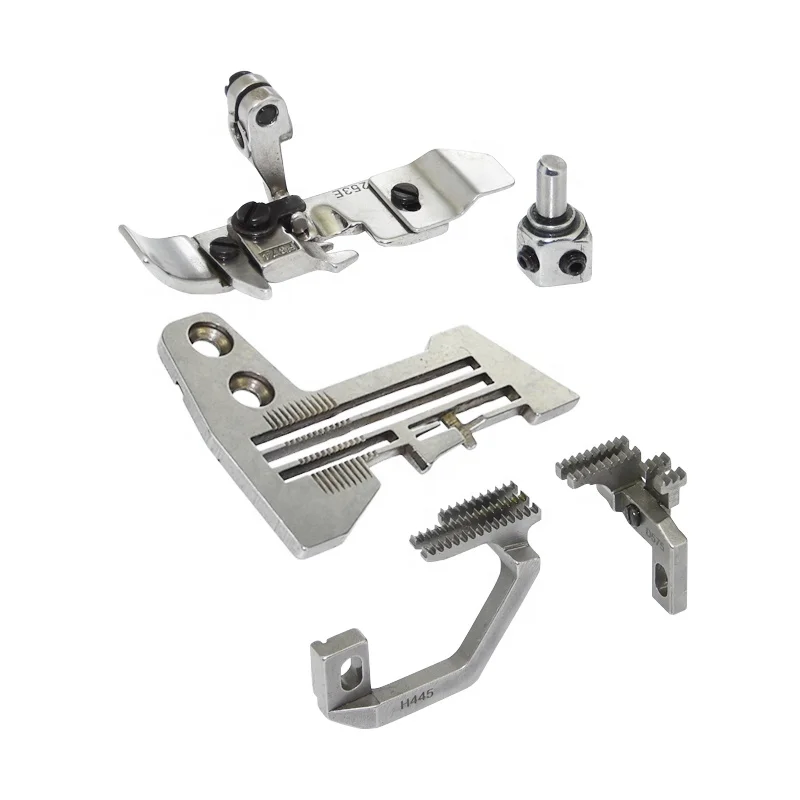 M700 747 Four thread lockrand overlock sewing machine gauge set needle position presser foot needle plate feed dog needle clamp