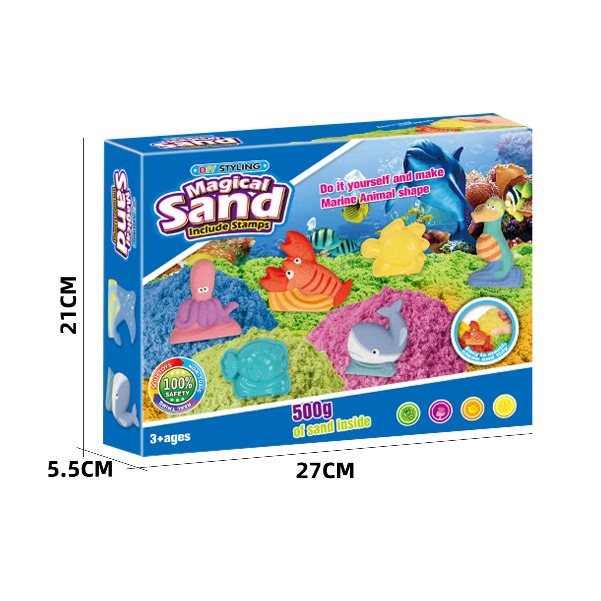 2024 New Mermaid Treasures Play Sand DIY Space Magic Sand With Sea Animals Mould Accessories Sensory Sand Activity Toys for Kids