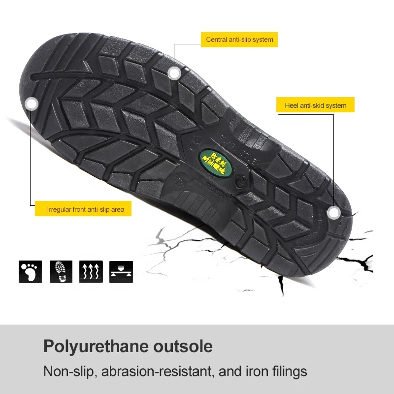 Winter plus velvet cold high PU PU injection safety protective shoes wear resistance acid and alkali