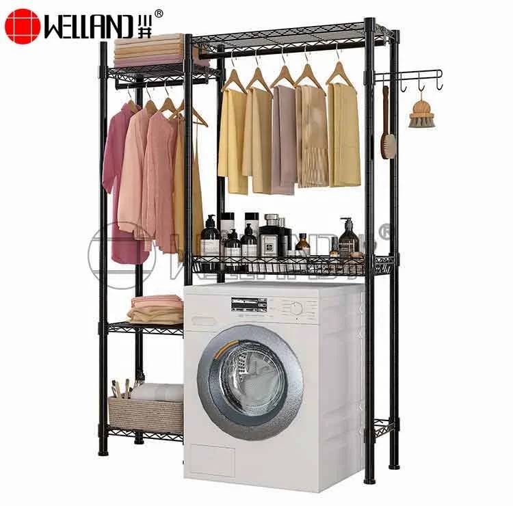 New Large-capacity Multi-layer Metal Bathroom Laundry Washing Machine Steel Rack Wire Shelving Garment Rack