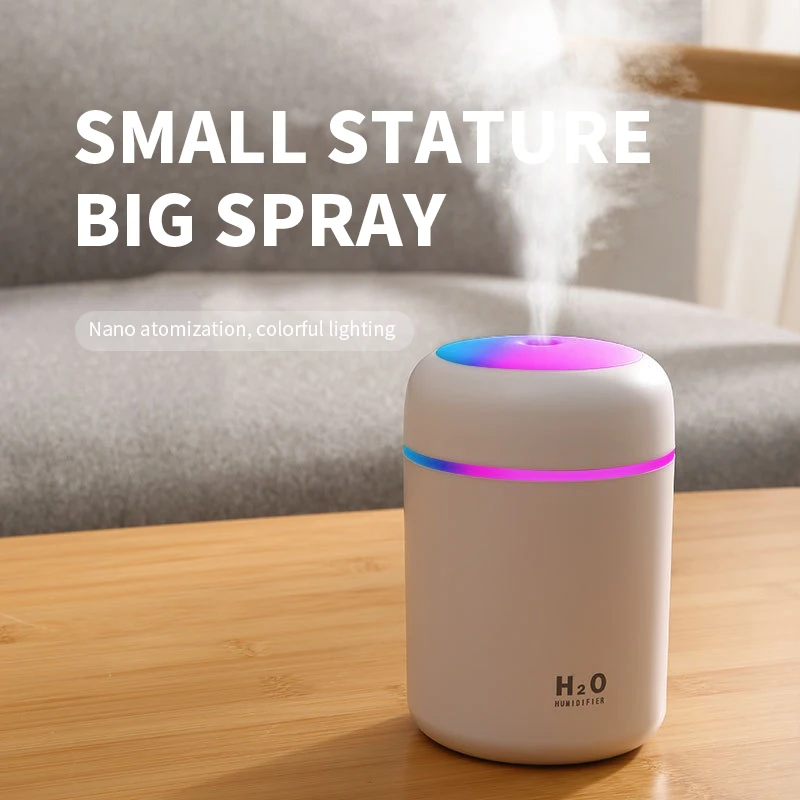 Wintek Mini Ultrasonic Atomizer USB 300ml H2o Spray Mist Air Humidifier With 7 Led Lights For Home Hotel Car