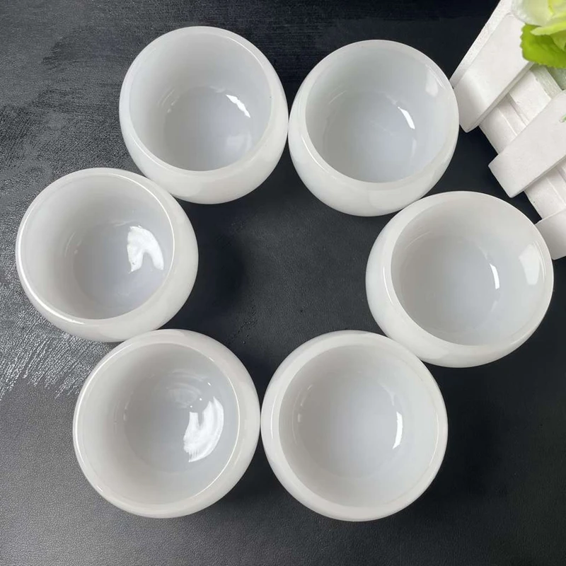 Wholesale cheap crystals healing quartz teacup stones white jade crystal bowl folk crafts for decoration