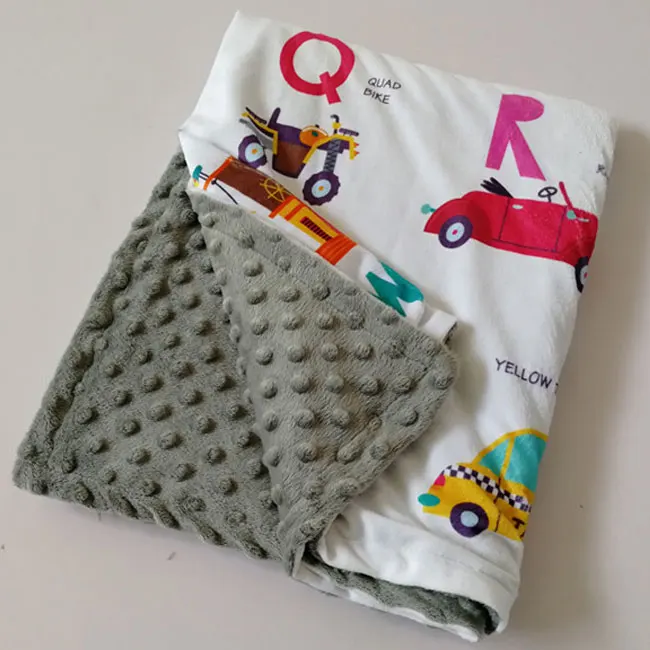 
Baby Kids Super Soft Minky Blanket Minky Printed Dotted Backing Baby Blanket FIannel Fleece Double Layered Minky Dot Blanket 