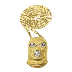 18k Gold Plated Cool Hip Hop Jewelry Wholesale Skiing Pendant Necklace Ski Gold Headgear Pendant