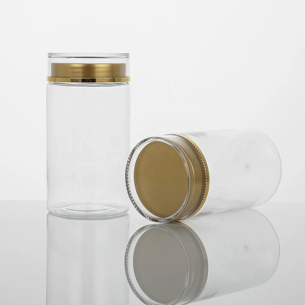 380ml Large Health Care Capsule Bottles PET Transparent Candy Nuts Packaging for Saffron