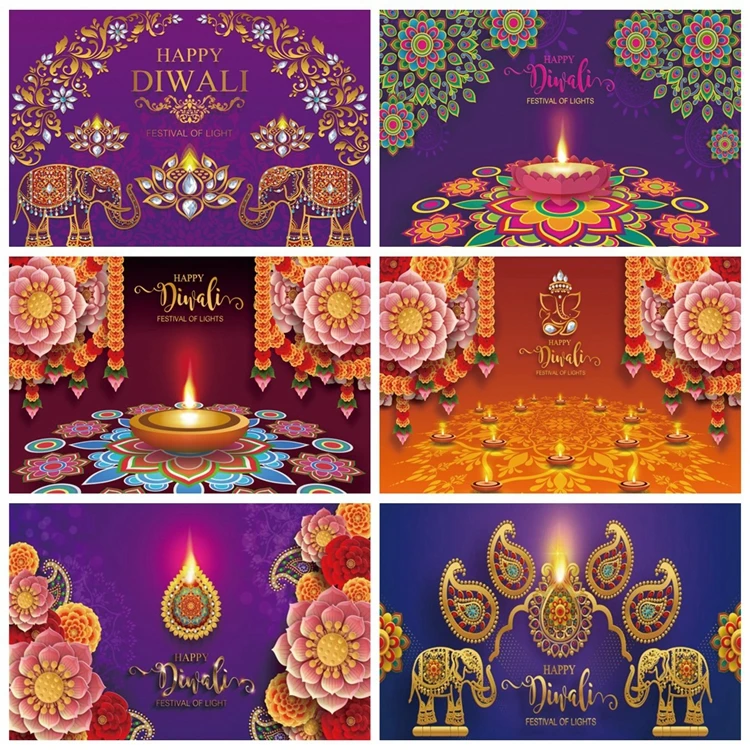 Indian Diwali Backdrop Decorations for Home Wall Hanging Diwali Photo Booth Props Background Banner Celebration Supplies H1079