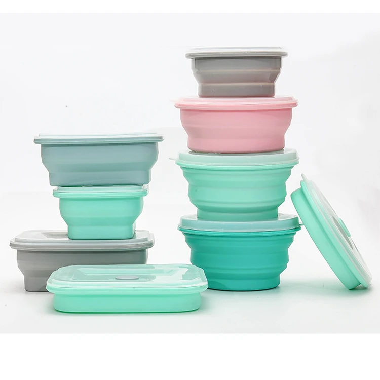 Wholesale Eco Friendly Air Tight Tiffin Lunch Box Set For Kids Collapsible Takeaway Silicone Food Container
