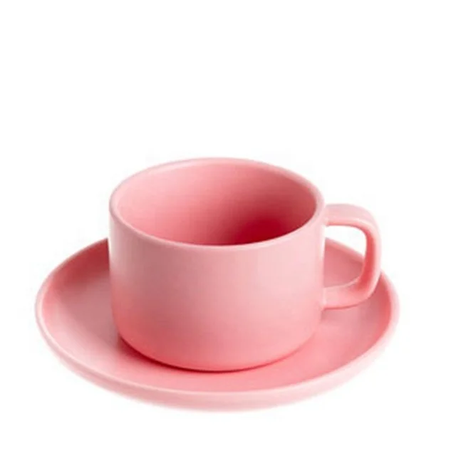 
Amazon hot selling Custom matte cup with plate coffee shop cups and saucer set porcelain cup wedding decoration 