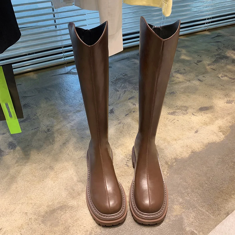 XinZi Rain ODM/OEM botas custom women chunky lace up round toe custom platform boots knee high boots