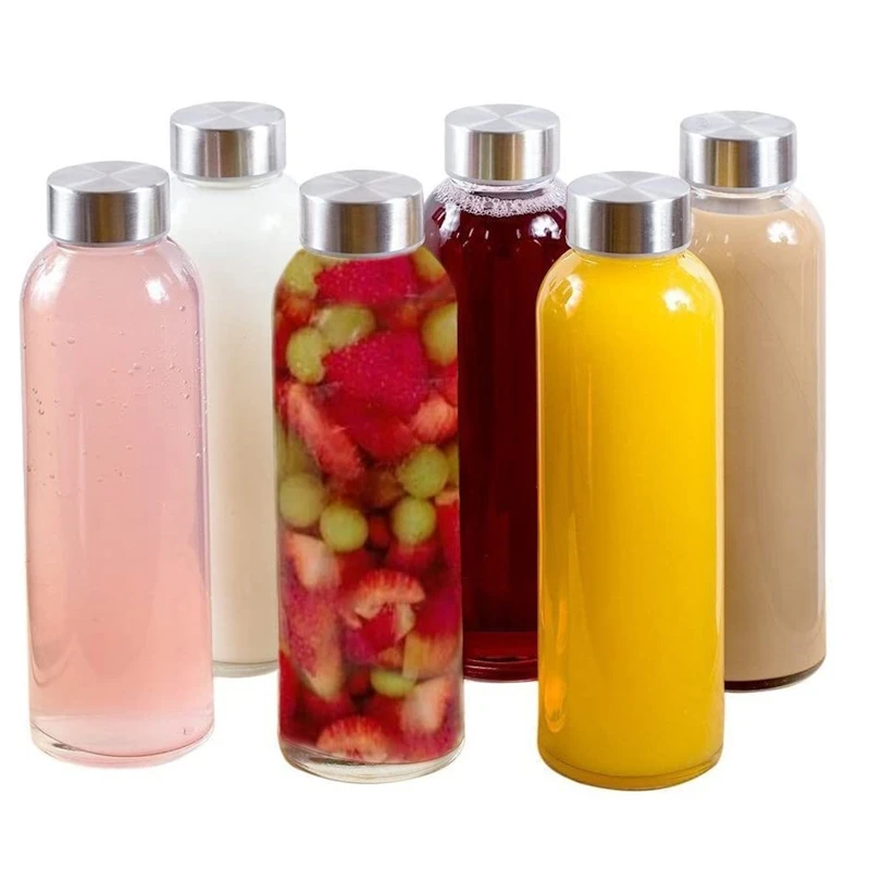 500ml 750ml  Glass Bottle Supplier Hot Sale Round Screw Top Empty Customize Juice Glass Drinking Bottle