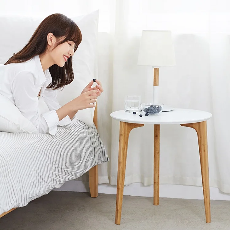 Eco-Friendly Natural Bamboo Sofa Side Table Bed Side Table Combination with Storage Box