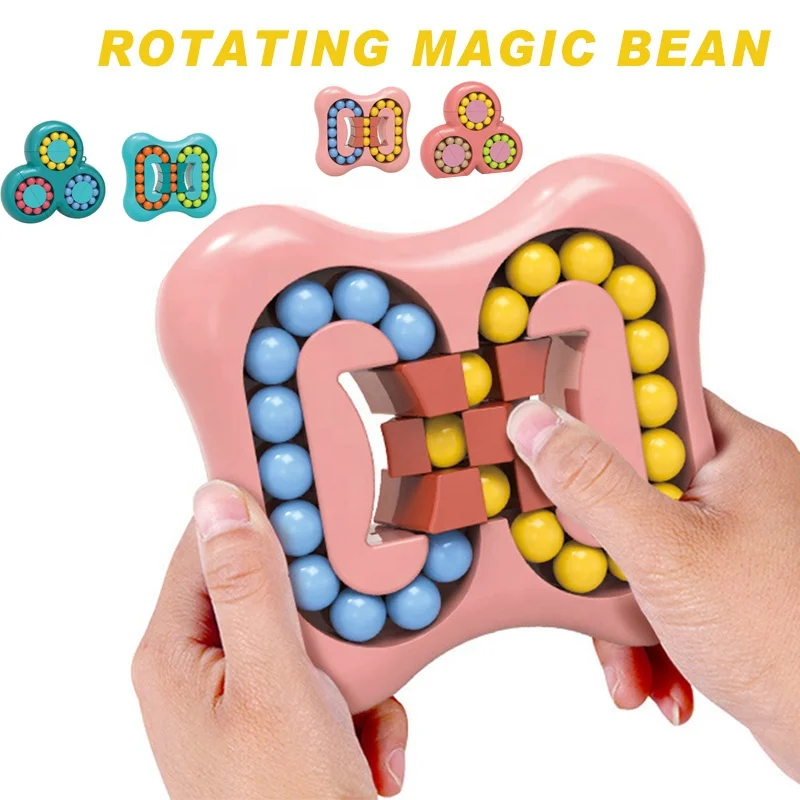 Spinning Bean Magic Cube Educational Toy  Relief Children Fidget Toys Rotating Magic Bean