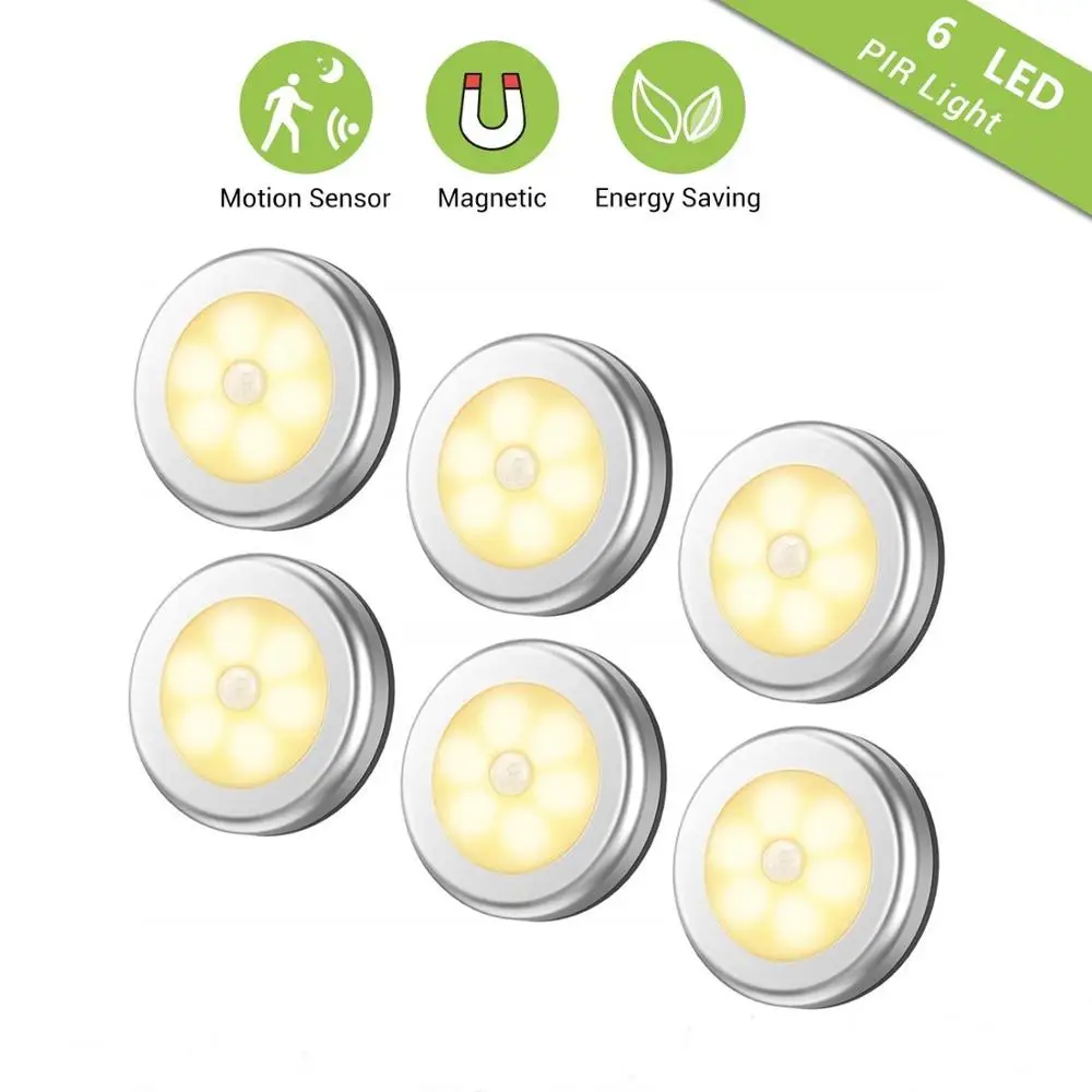 
Cheap Motion Sensor Night Lamp LED Cabinet Lights sensor night light for Children Magnet Infrared Wall Lamp Cabinet 