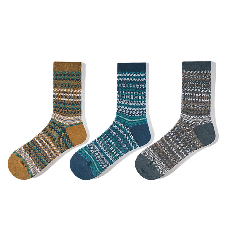 Новинка, хлопковые Чулочные изделия Socksmate в японском стиле, двойной цилиндр и корм, жаккардовые, бесшовные, в стиле ретро, в национальном стиле, носки из крупной пряжи