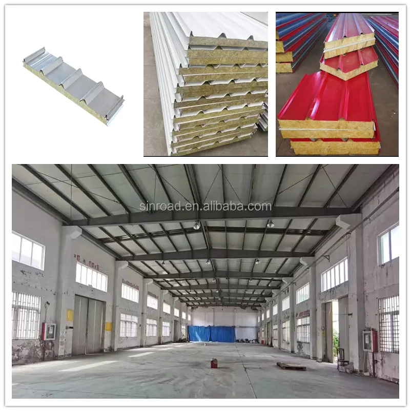 Thermal insulation Fireproof rock wool sandwich panel for roof and wall partition