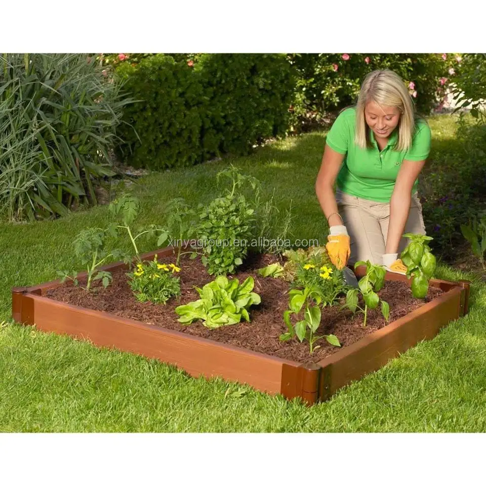 Durable WPC flower box backyard Garden Raised Flower beds