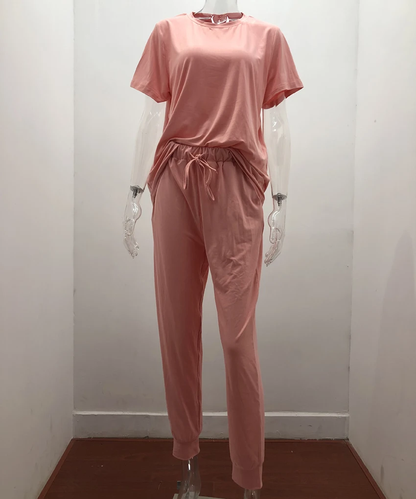 Hot Sale Summer Clothes Ladies Two Piece Pants Set Jogger Set  Plain Outfits for Women Tracksuit Workout Lounge Wear Sets