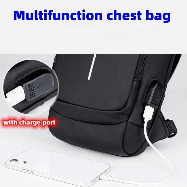 Best Selling Fashion Waterproof Motorcycle Anti-theft Chest Bag USB Men Crossbody Sling Bag Men Crossbody Bag For Men