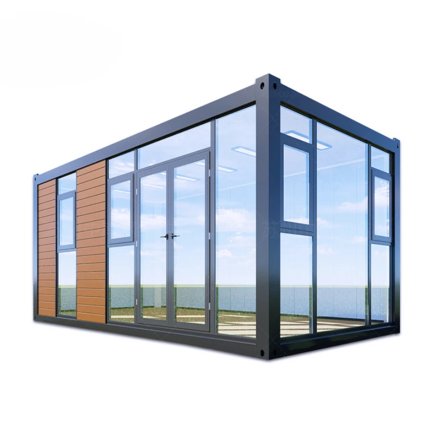 ready to ship luxury fast instal glass wall tiny house wooden container homes prefab houses