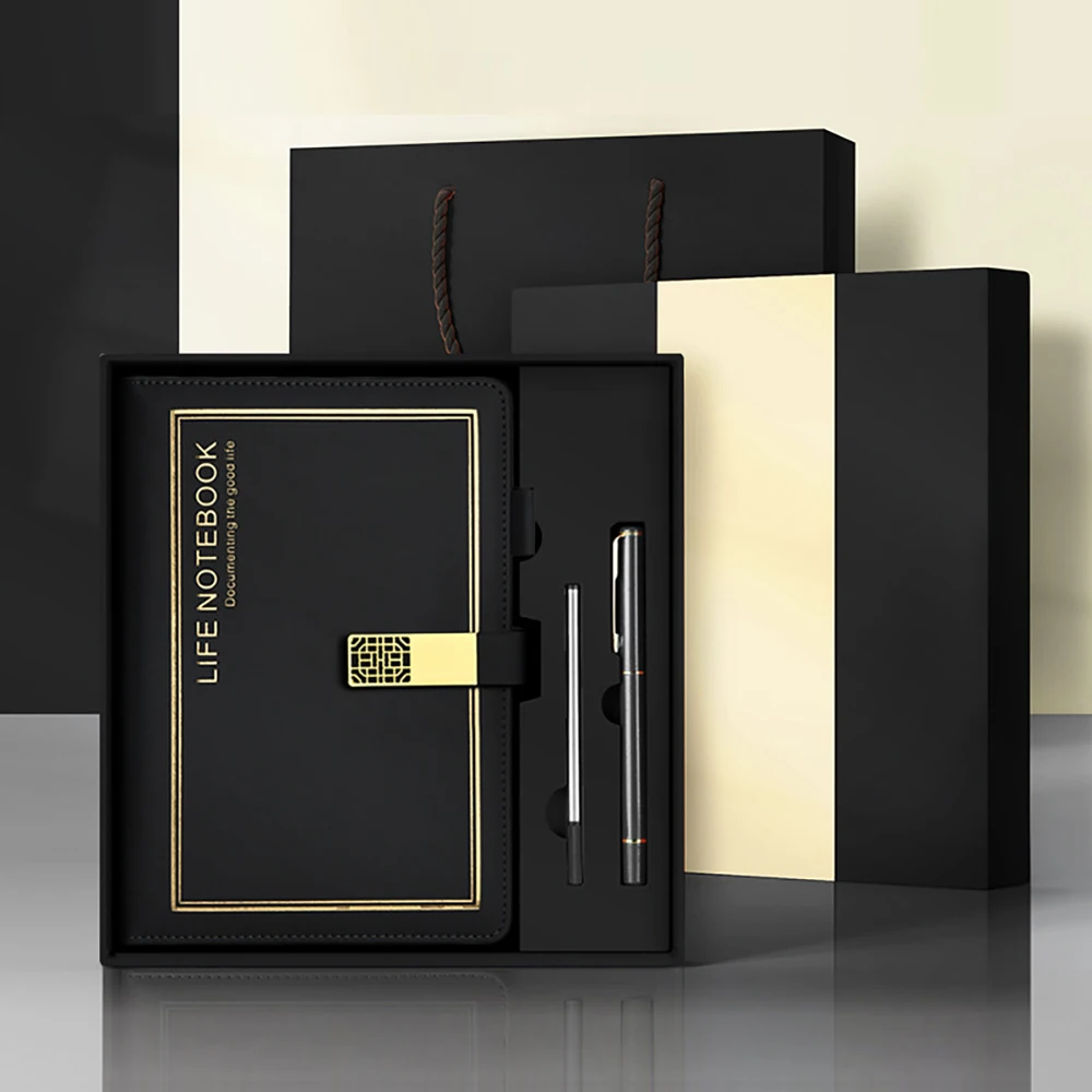 Personalized A5 Softcover Pu Leather With Metal Button lift journal leather notebook gift with pen 2026 notebook