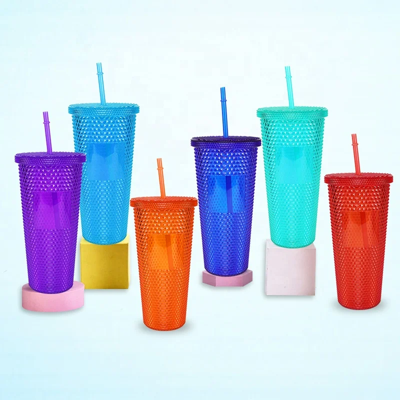 amazon top seller 2022 Matte Rivets Plastic Tumbler with Lid and Straw, 24OZ/710ML, Customizable DIY Cold Cup