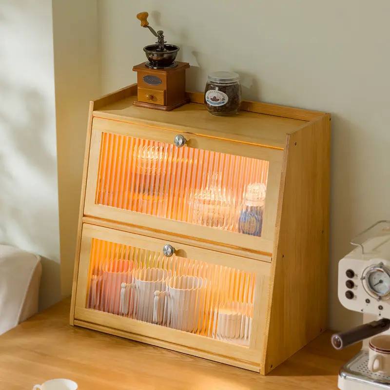 Kitchen shelf bamboo countertop seasoning knife shelf multi-layer oil salt sauce vinegar storage shelf without drilling