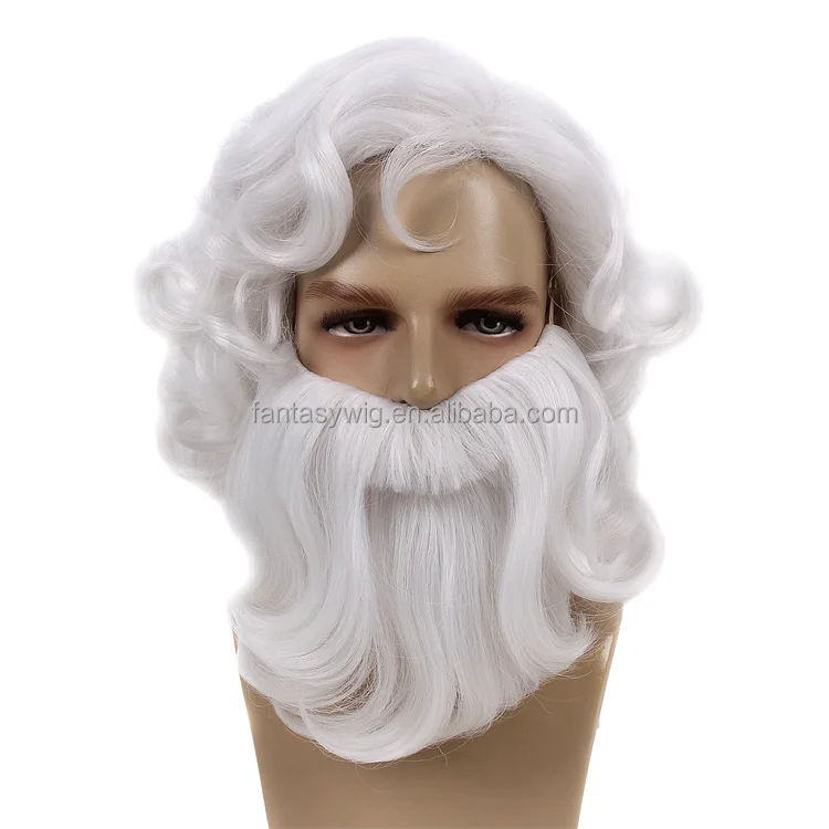 Factory Direct Wholesale Halloween Wigs/Party wigs/Carnival wigs Grandfather Short White Beard And Wig Set