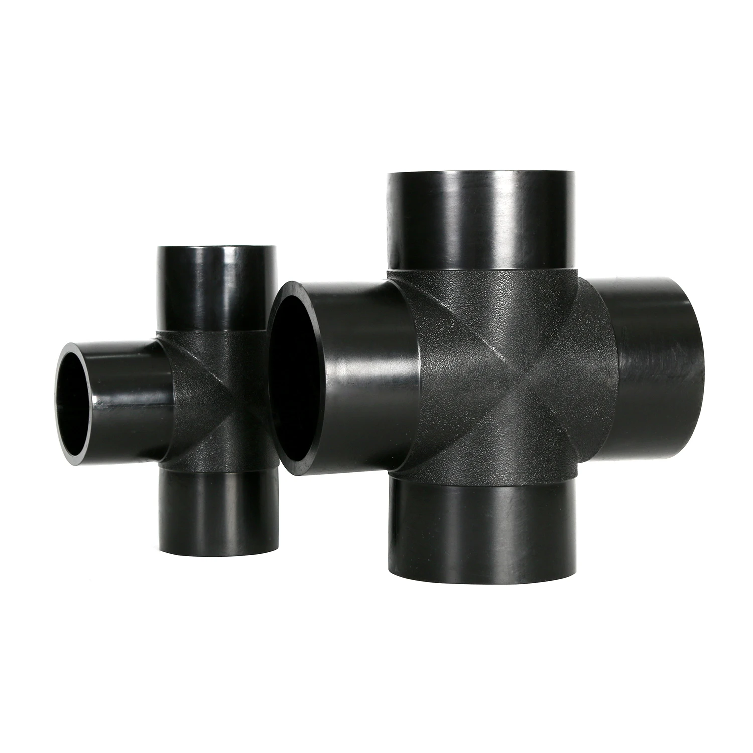 OEM ISO Butt Fusion Plastic Pipe Fittings PE100 Material Cross Tee HDPE Pipe and Fittings with Round Head Welding Connection