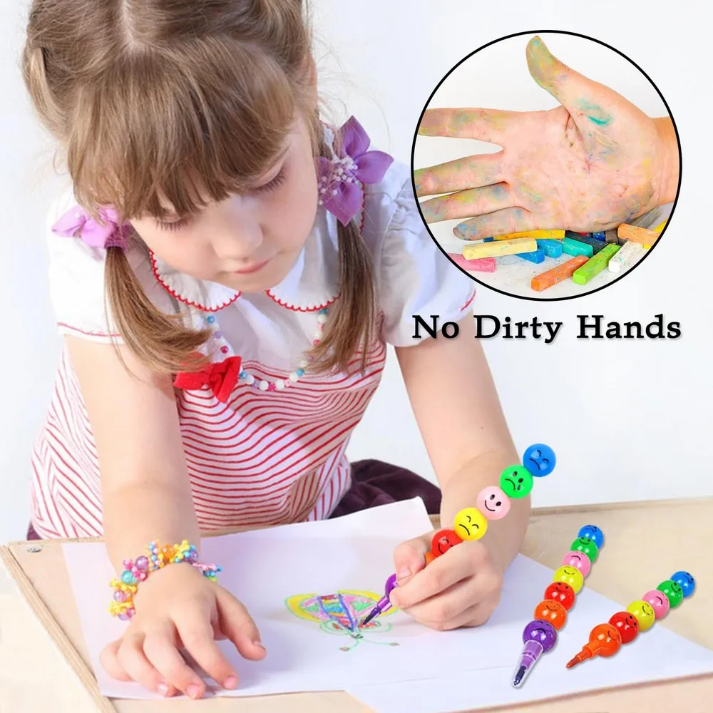 CX Wholesale 7 Color Smiley Stacking Crayons Creative fCute Children Graffiti Painting Rainbow Crayons for School Supplies