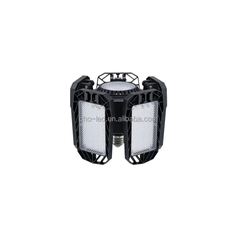 E27 80W Foldable LED Ceiling Foldable Fan Blade Light Deformable Garage LED High Bay Light For Warehouse Workshop Carport