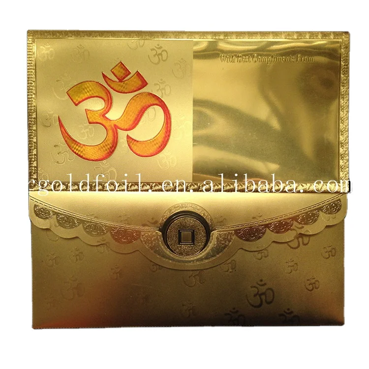 High quality 24K gold foil romantic craft wedding envelope
