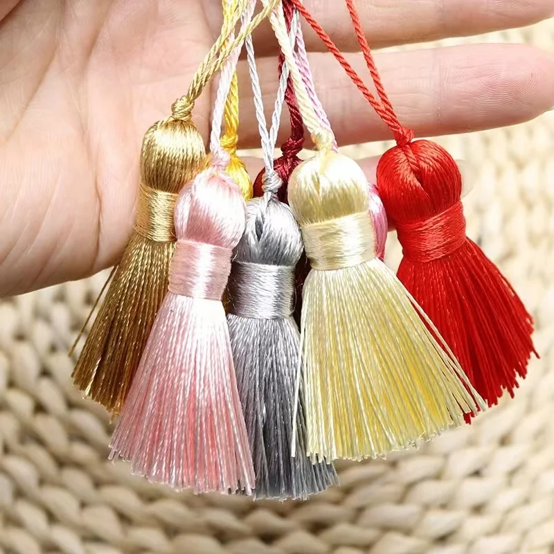 free sample smooth drappy polyester Silk tassel fringe China factory in stock custom color 5CM