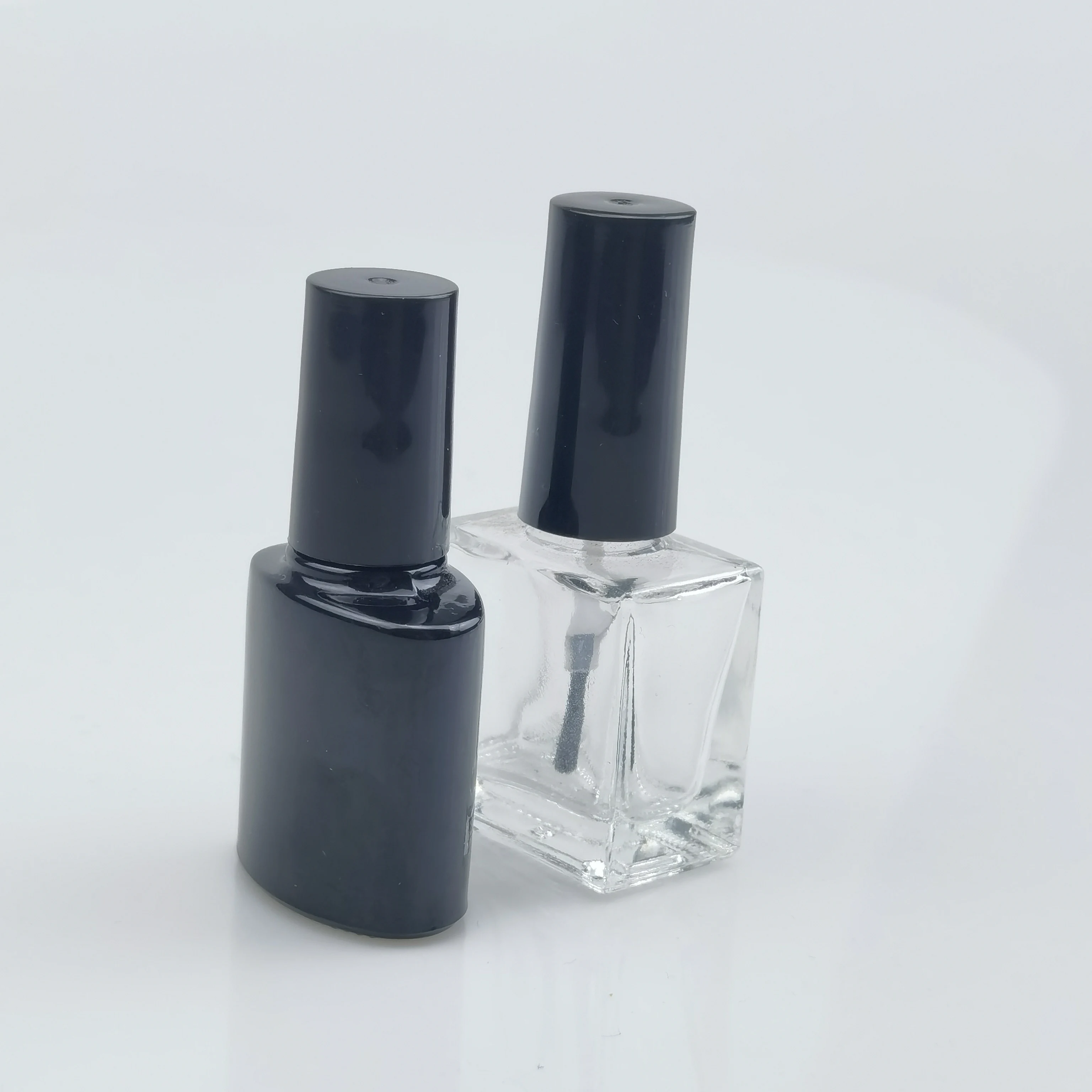 High Quality 5ml 10ml Round Square Empty Round Shape Nail Gel Polish Glass Bottle With Plastic Brush Cap