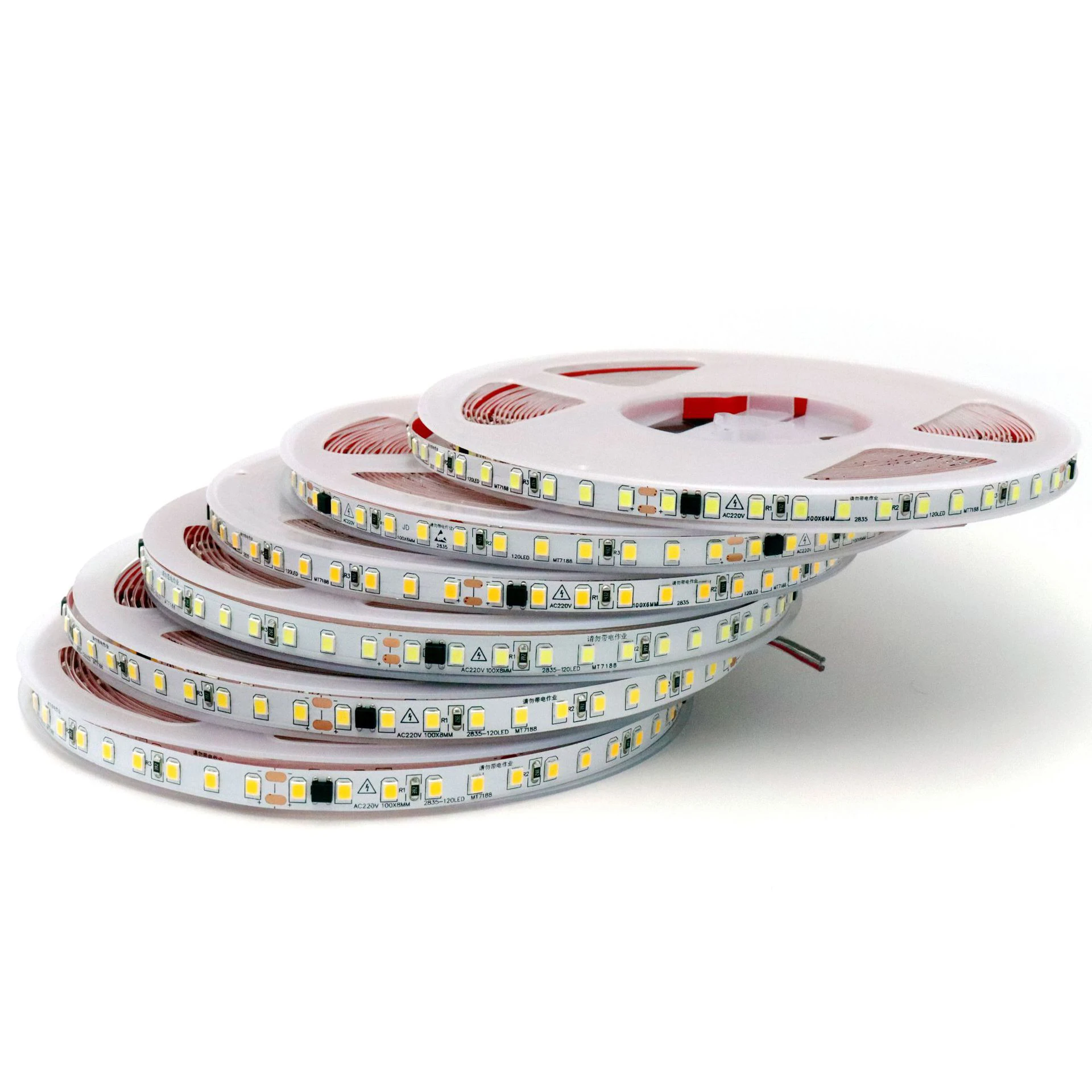 No Adapter AC 220V 110V Waterproof SMD2835 Led Strip Light 2835 120Leds/m 100-220V 8mm Led Tape Light