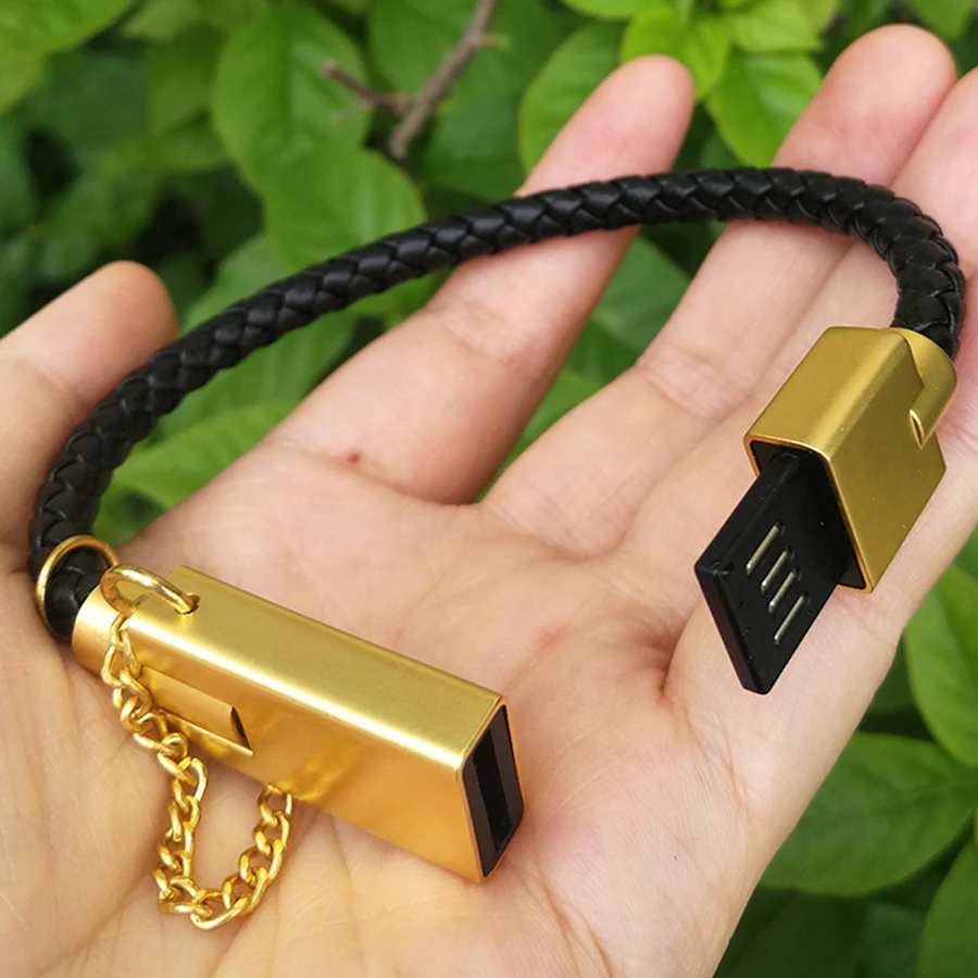 For Mobile Phone Magnetic Leather Bracelet USB Charger Cable