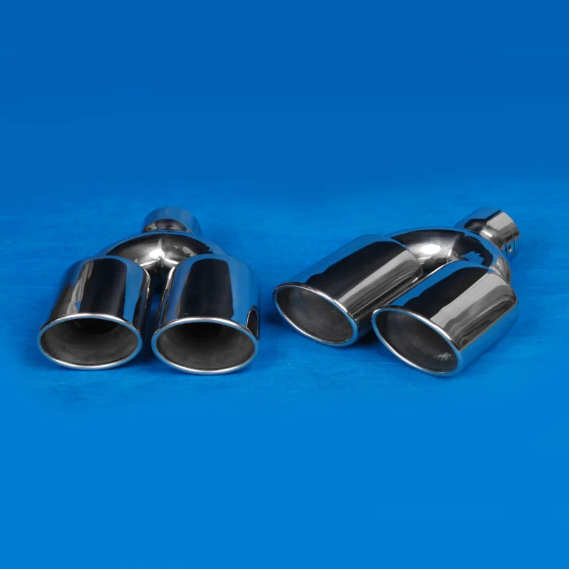 stainless steel Oval exhaust muffler Dual Outlet Exhaust Tips