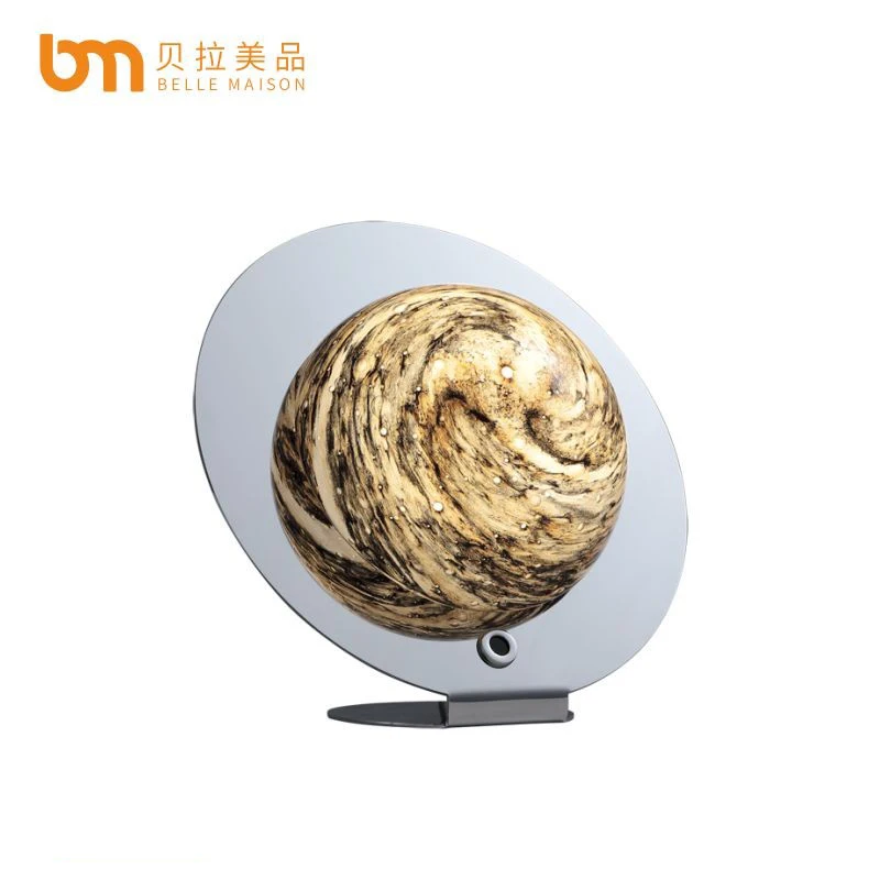 modern luxury home living room bedroom hotel guestroom decor marble round portable led table light sensor light moon light