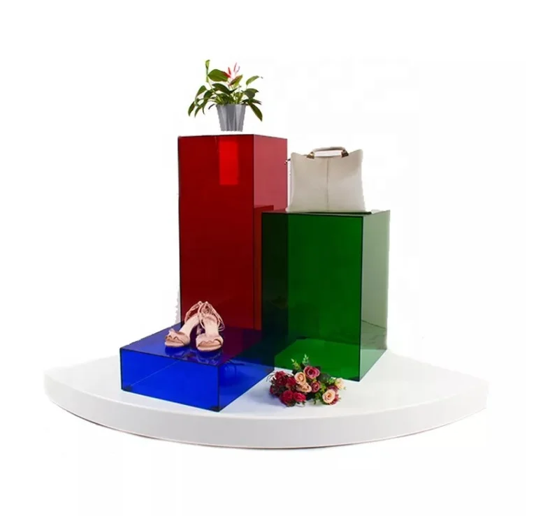 Custom acrylic clear square wedding plinths wedding pedestal cylinders pillar acrylic display cube stand shop or party