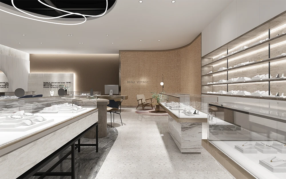 Jewelry showroom interior Display Showcase Jewelry Store renovation Fixture Customized Jewelry Shop layout design Furniture