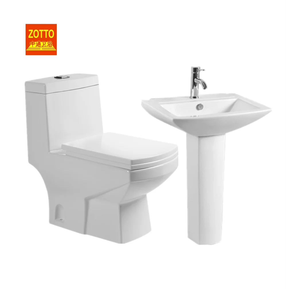 Modern Bathroom Set Design One Piece Wc Toilet Sink Wash Basin Combination Hotel Bathroom Set