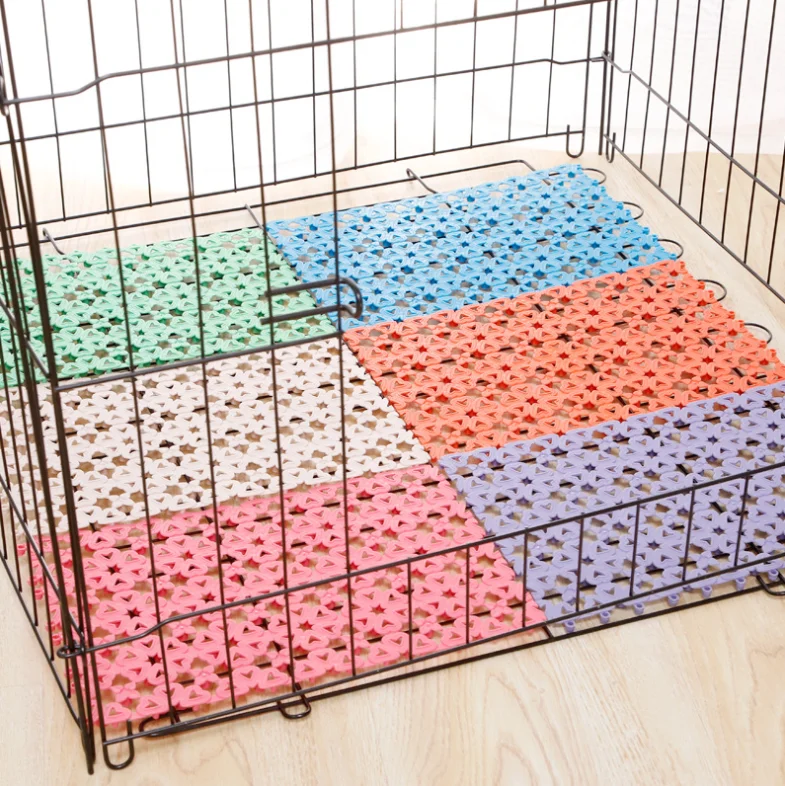 Candy color stitching square love pet mat mesh non-slip pet floor cat cage non-slip mat pet dog cage crate kennel mat