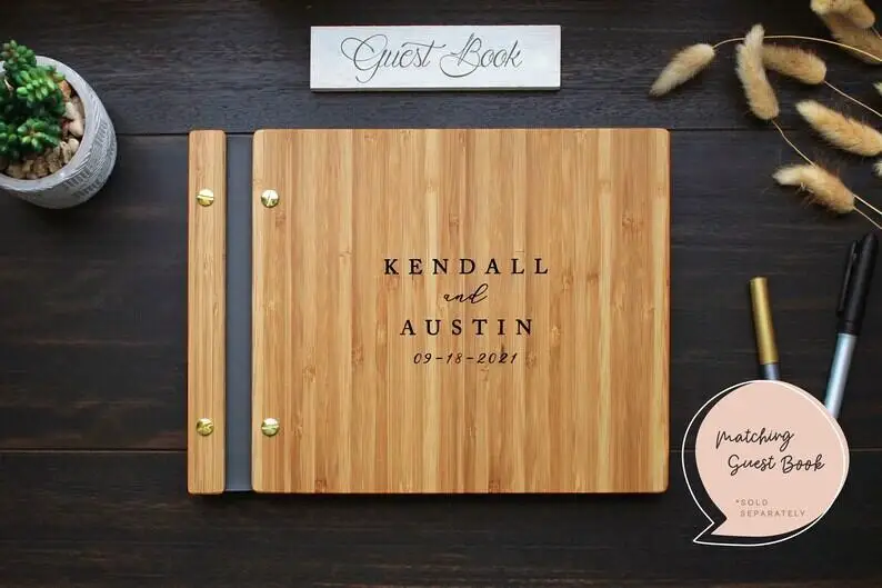 wholesale original bamboo wood wedding reception guest gift book