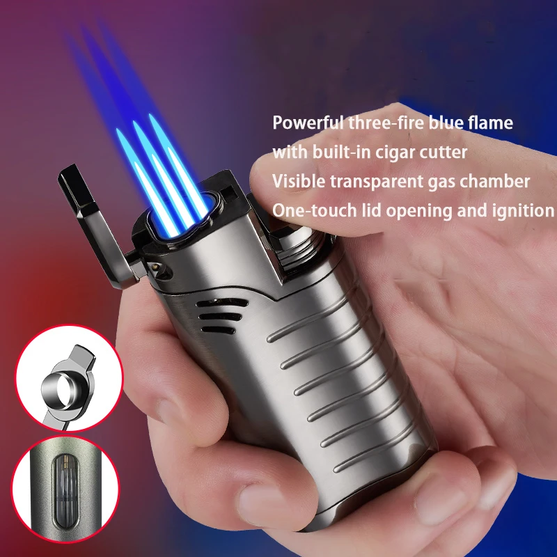 DEBANG cigar lighter Triple Cigar Jet Torch lighter with punch ,Turbo lighter