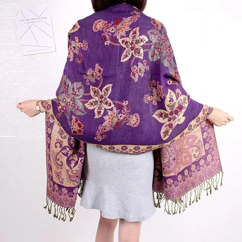 wholesale warm winter scarf for women pashmina tassel shawls paisley fashion Ethnic people winter warm scarf shawl