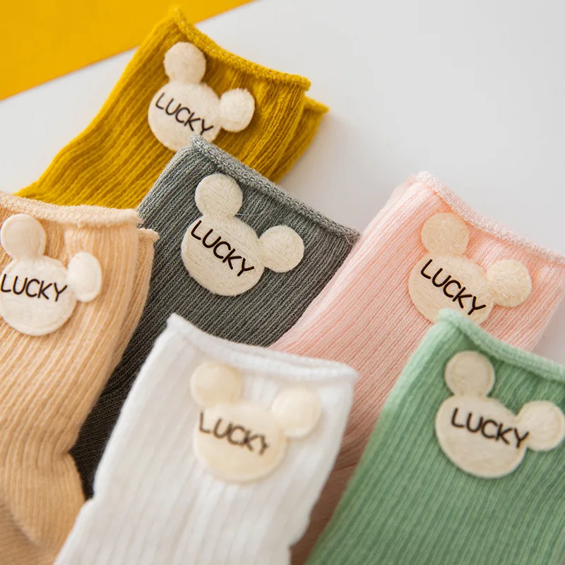 0-1-3 years old infant socks spring and autumn newborn baby cute cartoon doll toddlers non-slip floor socks