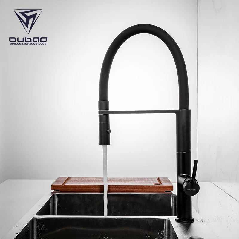 Hot sale flexible black hose brass pull out kitchen sink faucets